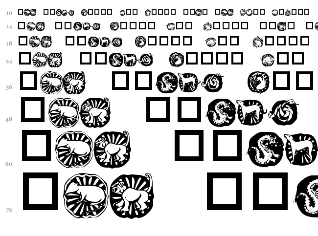 KR Chinese Zodiac font waterfall